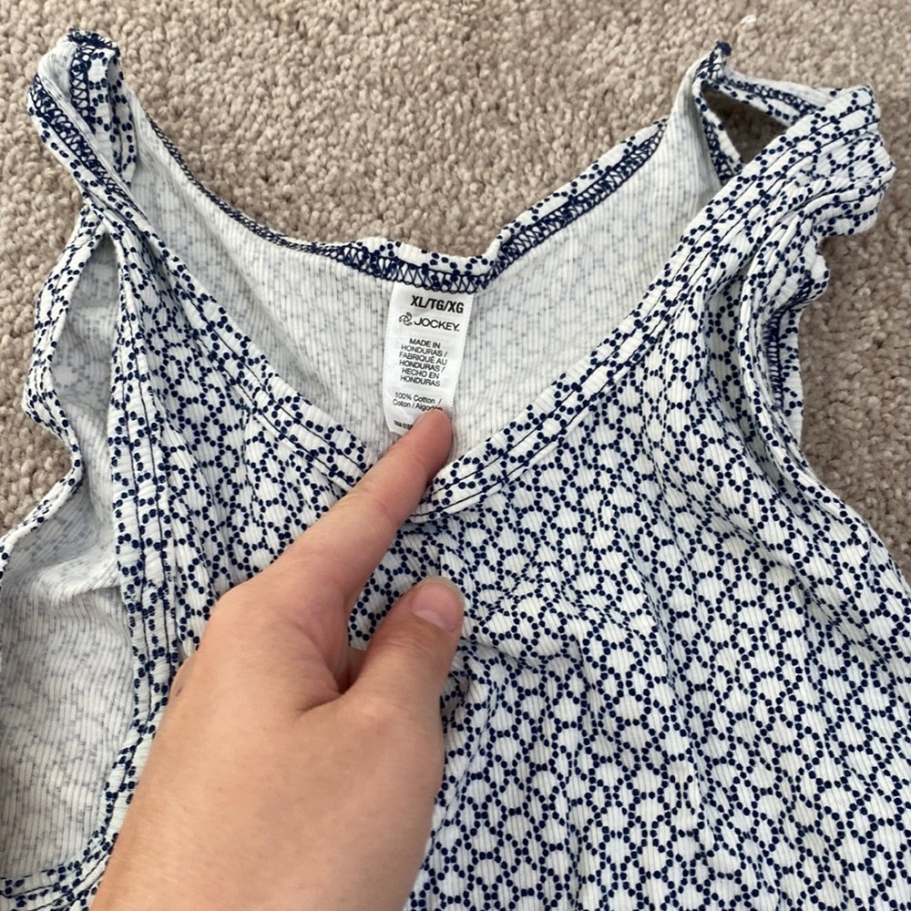 jockey tank top ribbed blue and white size XL